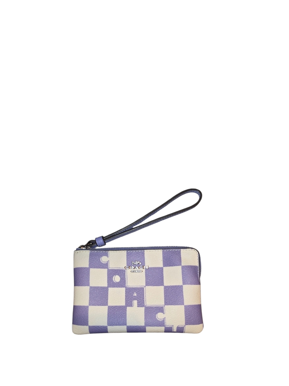 Coach Lavender & Cream Checker Wristlet with Detachable Strap